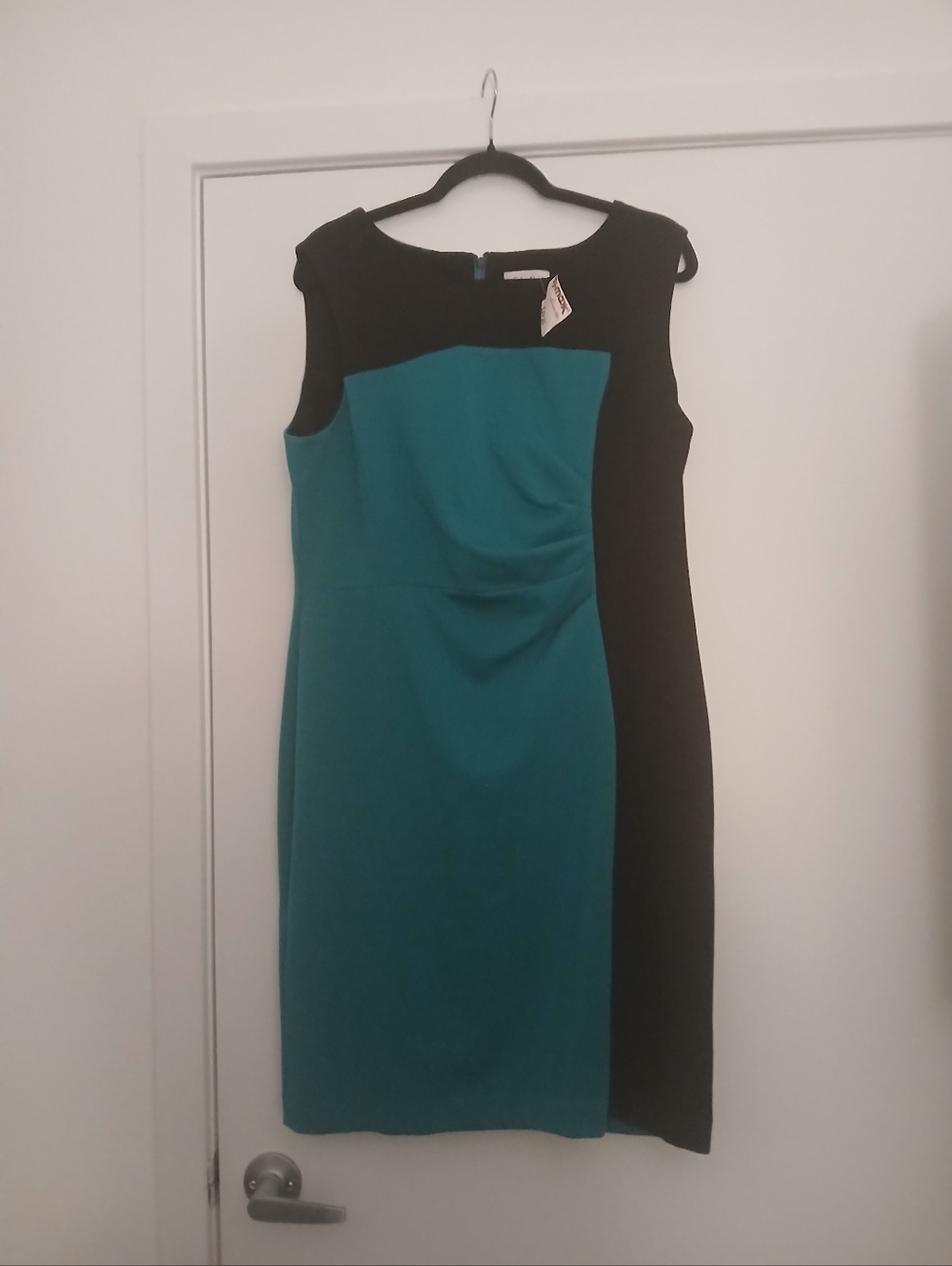 Calvin Klein Teal and Black Sleeveless Sheath Dress